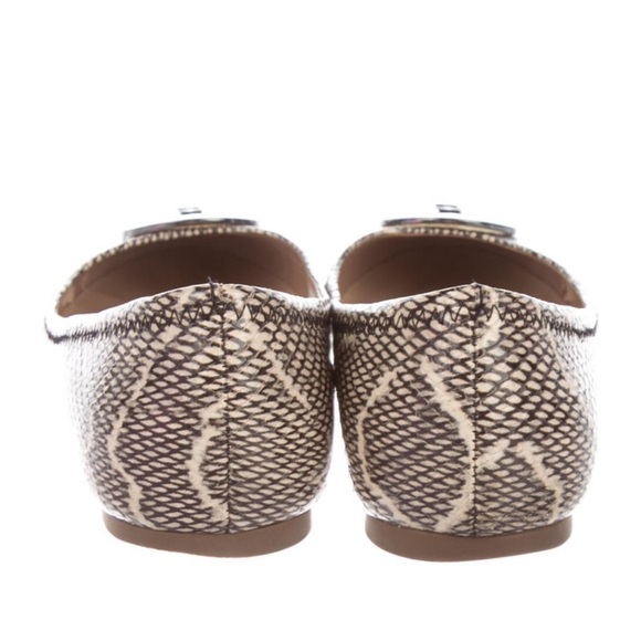 Tory Burch Reva Ballet Flat in Cobra Print in Black Natural w/ Pewter Logo Sz 8 - Picture 4 of 5